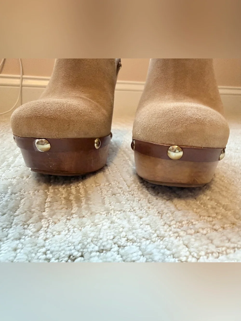 Kors by Michael Kors Tan Suede Platform Slingback Clogs
